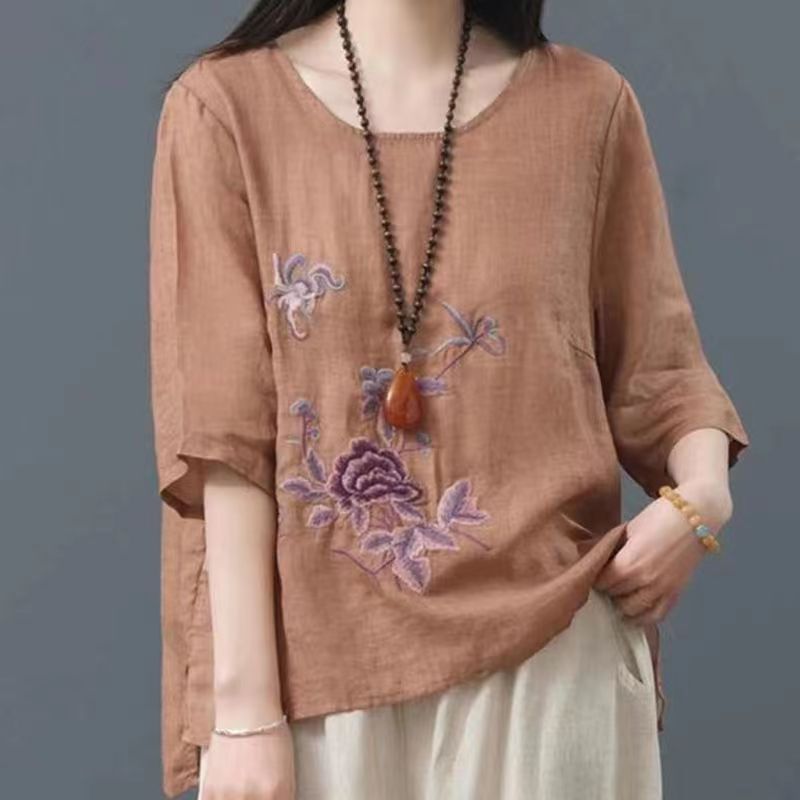 Women's Fashion Loose Cotton And Linen Tops