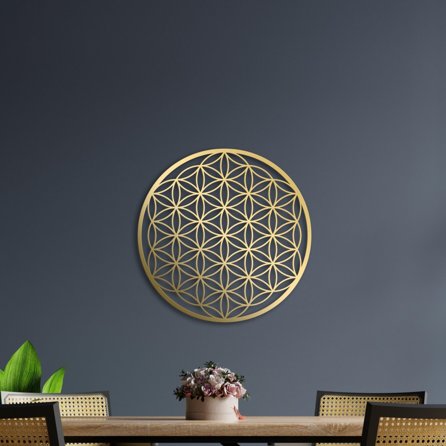 Zen Lotus Metal Wall Art Boho Chic Floral Hanging For Living Room Bedroom