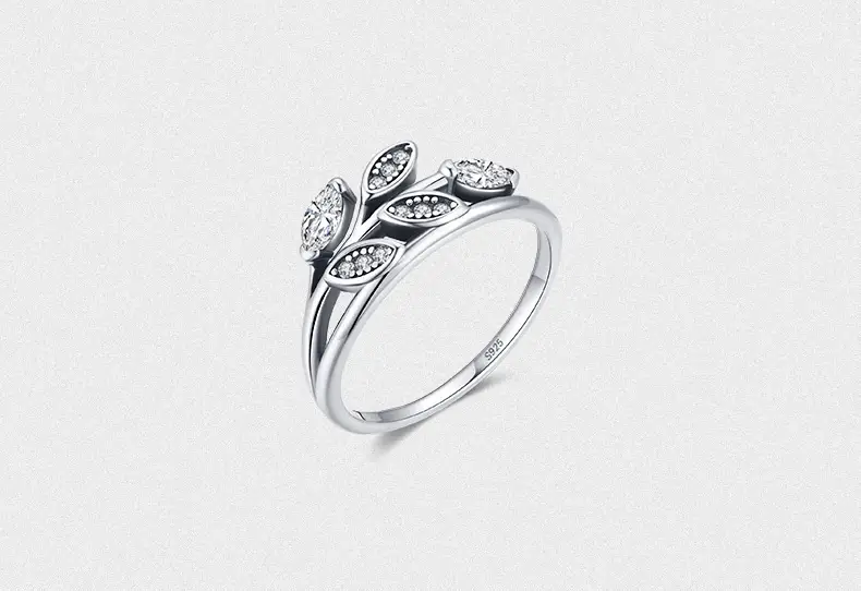 Vintage Thai Silver Ring Fashion Leaf Ins Wind Leaf Ring