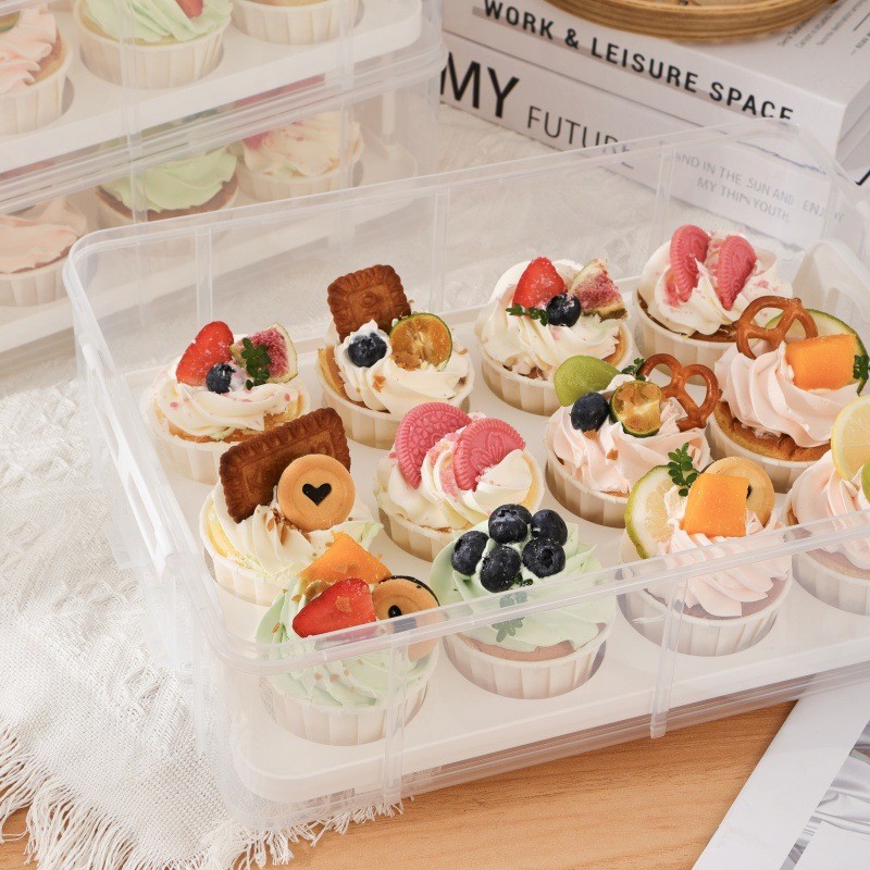 3Tier Stackable Cupcake Carrier Box Muffin Cake Holder