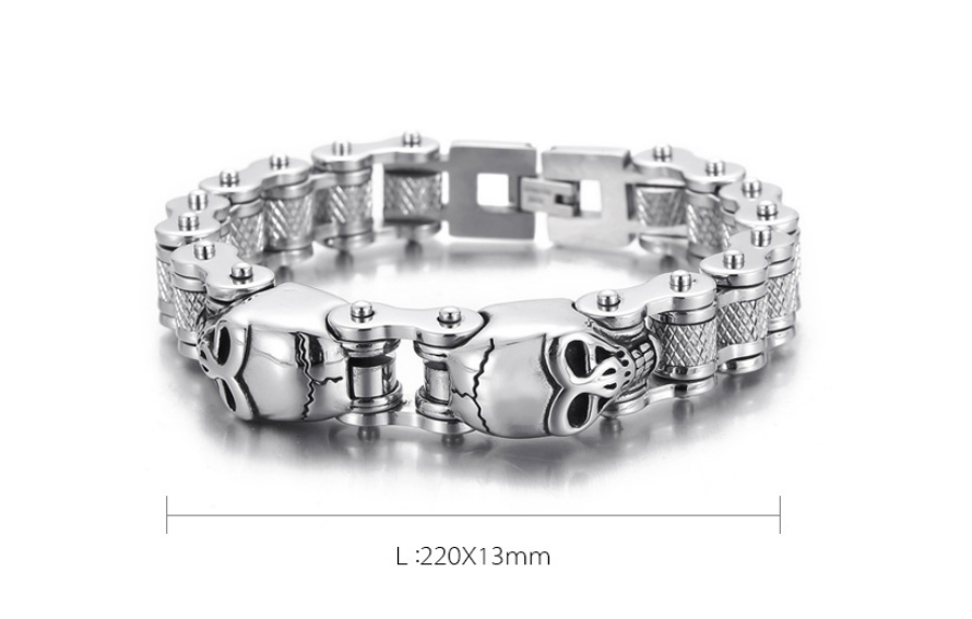 Title 1, Pulsera de hombre de acero titanio con cadena d...