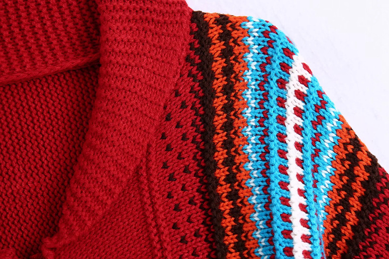 Lapel Vintage Long-sleeved Jacquard Knitted Cardigan Jacket