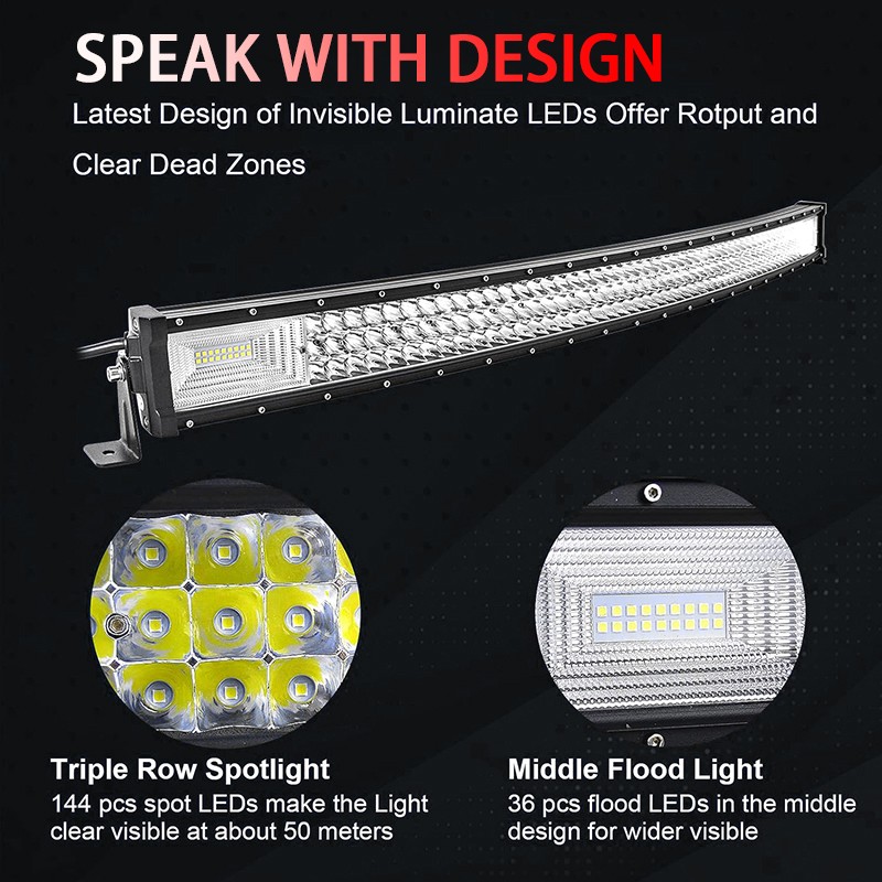 Tri-Row LED Work Light Bar Curved 42 Inch 540W 12V Offroad ATV Car Driving SUV — image 3