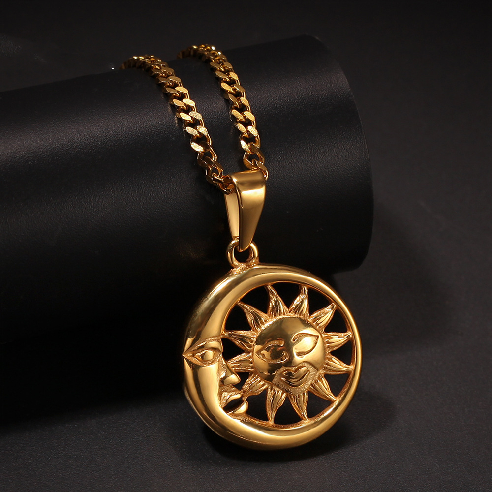 Stainless Steel Sun Moon Pendant Vacuum Color Preservation