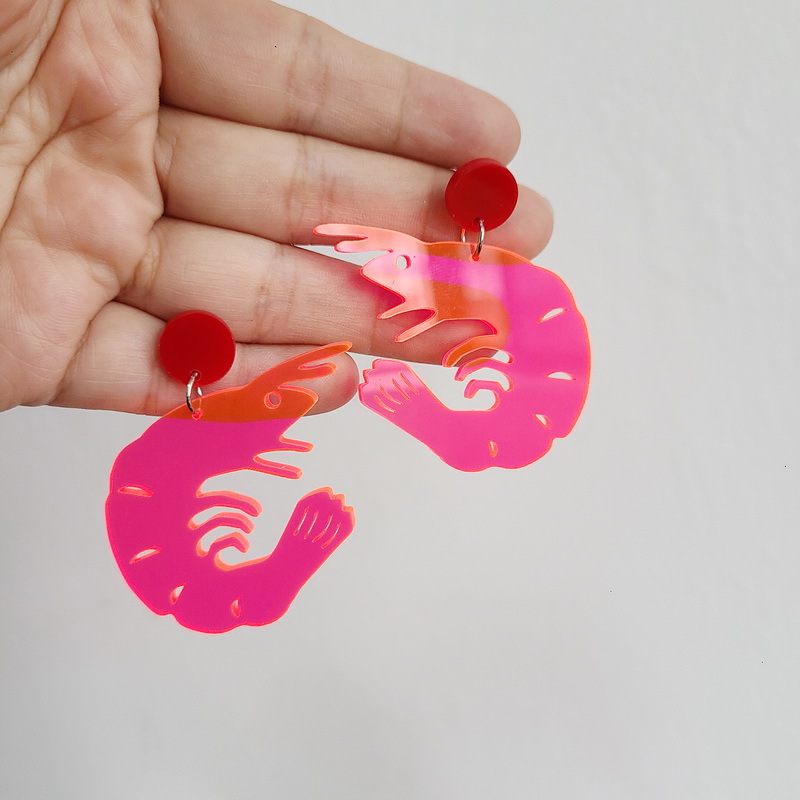 European And American Retro Personality Acrylic Lobster Earrings