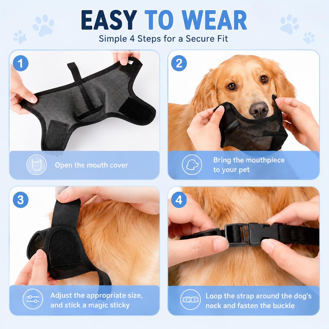 Dog Muzzle, Soft Air Mesh Muzzles For Large Sized Dogs, Breathable Dog Mussels For Scavenging Biting Licking & Barking, Adjustable Mouth Guard With Front Opening, Allows Panting And Drinking — foto 2