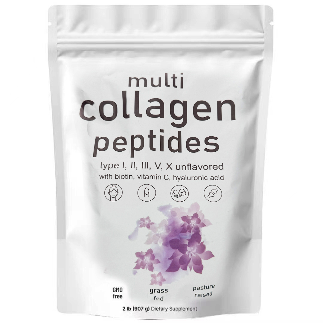 Multi Collagen Peptides Powder, 16 Oz - Hydrolyzed Protein Peptides  Type I,II,III,V,X With Hyaluronic Acid, Biotin & Vitamin C - Unflavored - Keto & Paleo Friendly, Ez Mix In Drinks