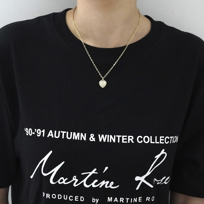 New Gold With Diamond Love Small Necklace Ins Niche Light Luxury