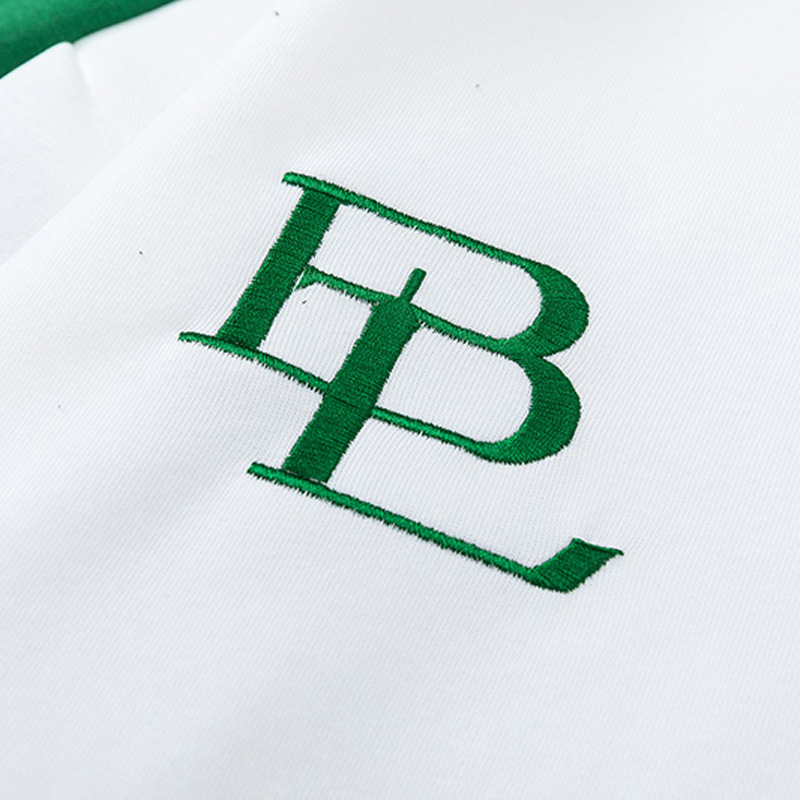 Color Patchwork Monogram Embroidery Lapel Hoodie