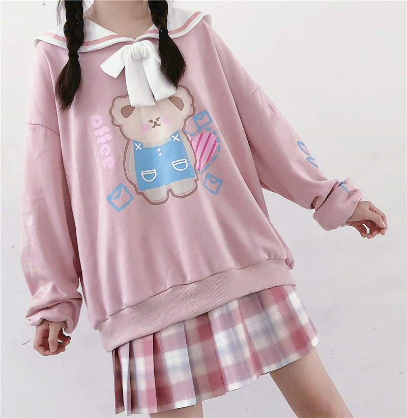 Title 5, Original cute printed navy collar sweet sweatshirt