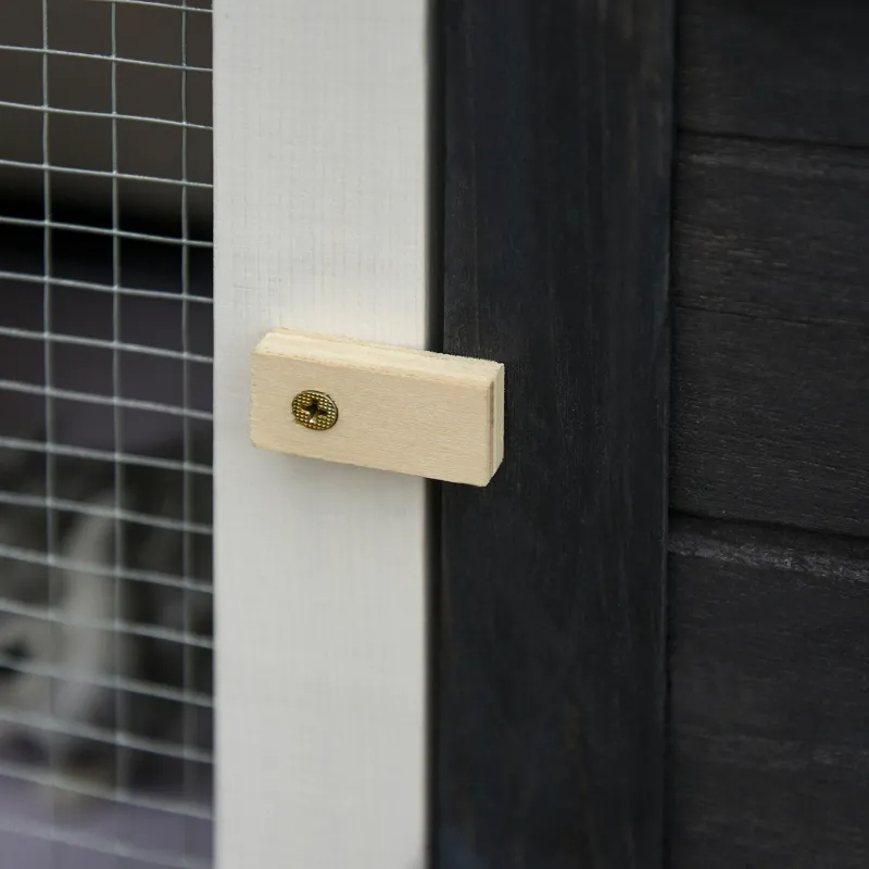 AwHut Wooden Rabbit Hutch, Bunny Cage For Small Pet W Slide-out Tray, Openable Roof