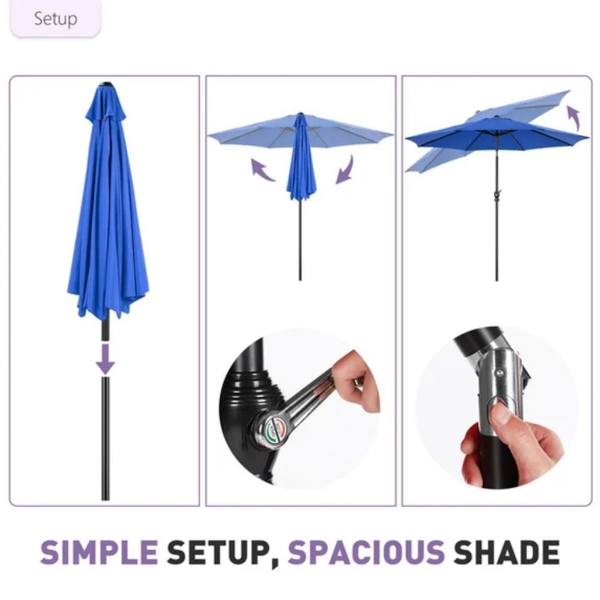 9FT Outdoor Patio Umbrella Market Table Polyester Fabric Canopy Iron Frame 8 Ribs UV Protection Waterproof Shipment From Walmart — foto 4