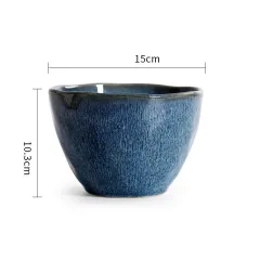 Creative Home Vintage Hammered Ceramic Salad Bowl - Blue - View 1