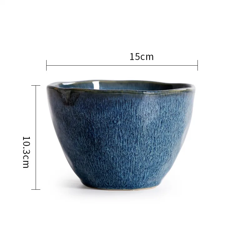 Creative Home Vintage Hammered Ceramic Salad Bowl - Blue