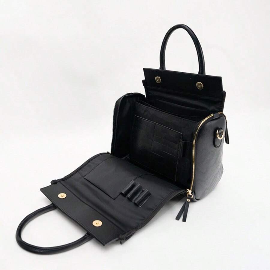Ladies Vintage Tote Bag - Large Capacity Handbag With Multiple Pockets, Detachable Shoulder Strap And Wristlet, Snap Closure, Fashion Accessory ,Vintage Design, Glossy Finish, Perfect Valentine — view 5