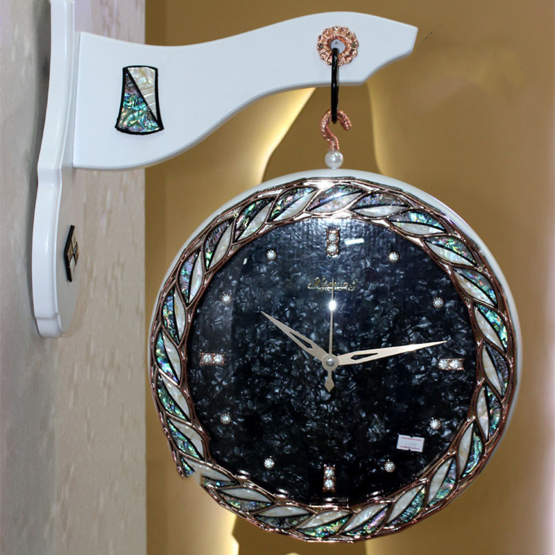 Creative Shell Carving Double-sided Wall Clock Silent