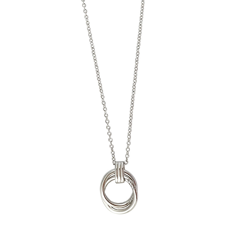 S925 Sterling Silver Ring Interlocking Necklace