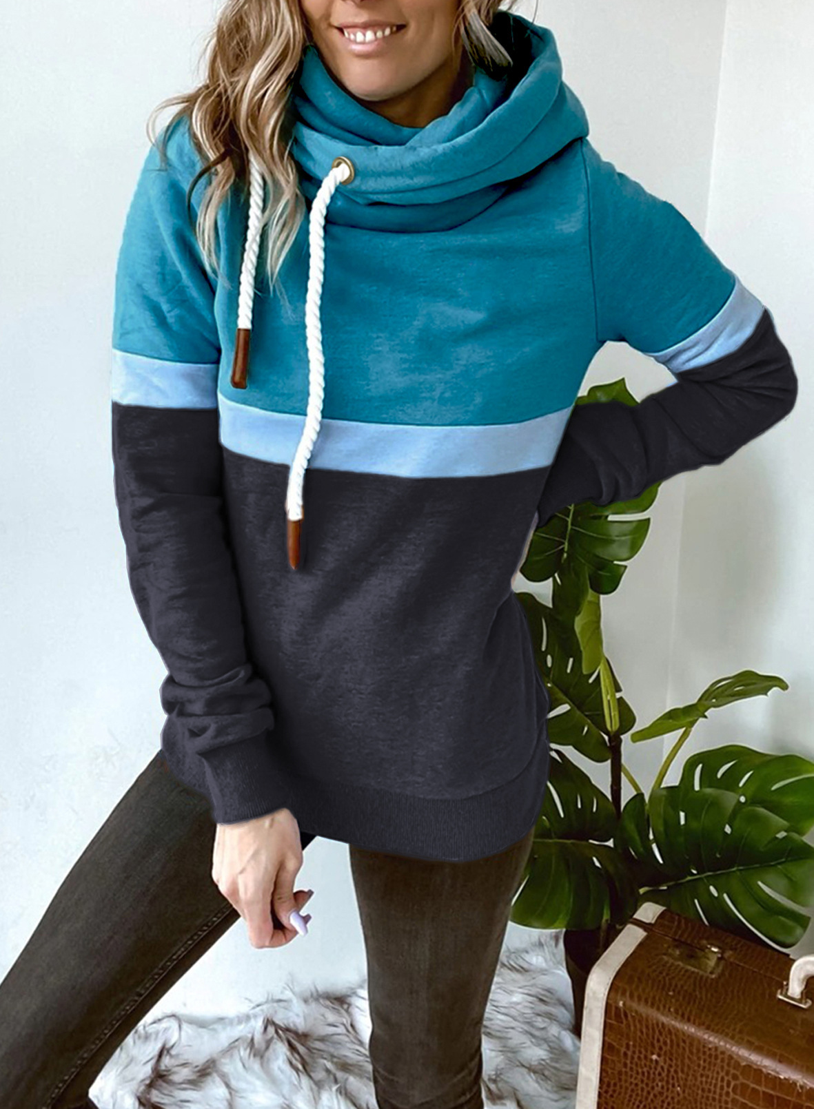 Women's Casual Turtleneck Hooded Sweatshirt — image 2 of 6