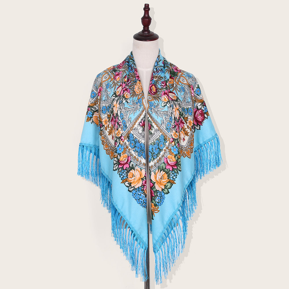 Shade And Sunscreen Printed Fringed Shawl
