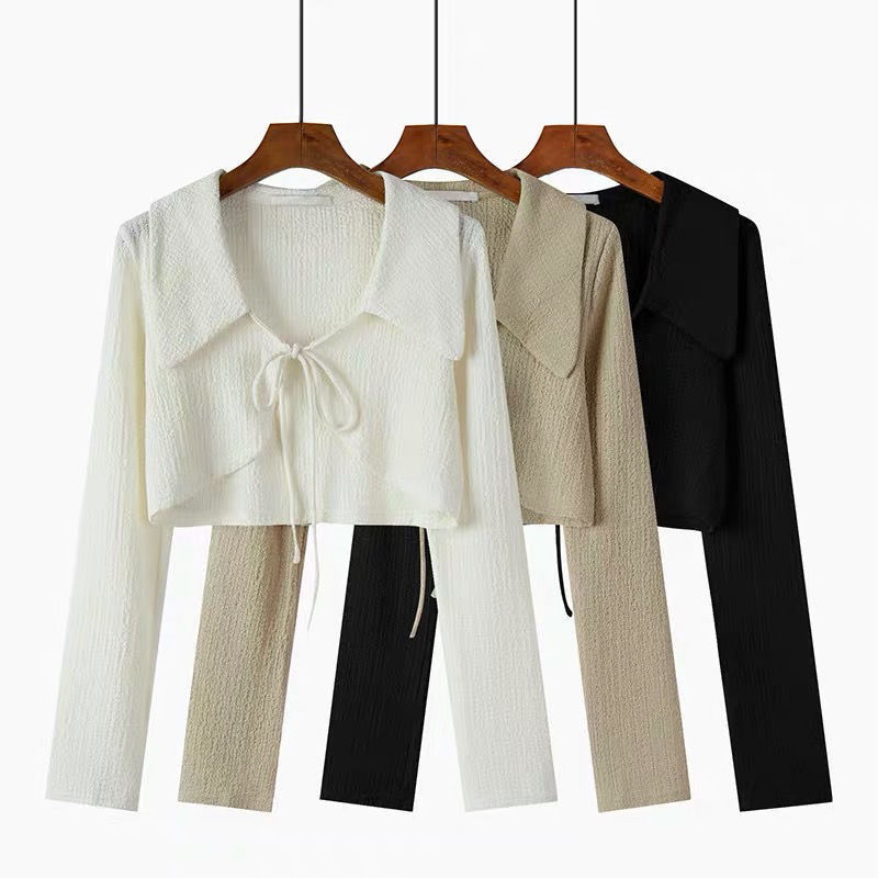 Polyester Small Fragrance Thin Short Outer Cardigan
