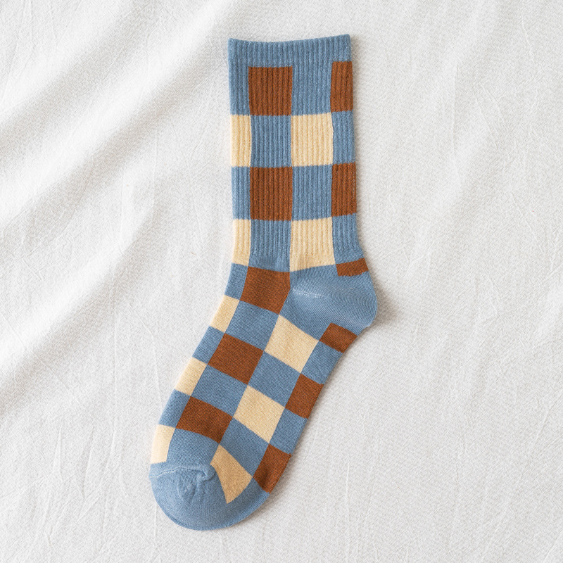 Title 7, Breathable stockings plaid cotton socks