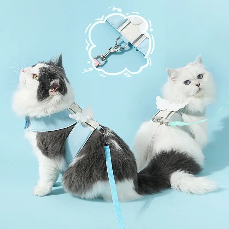 Adjustable Pet Cat Leash Set, Angel Wings