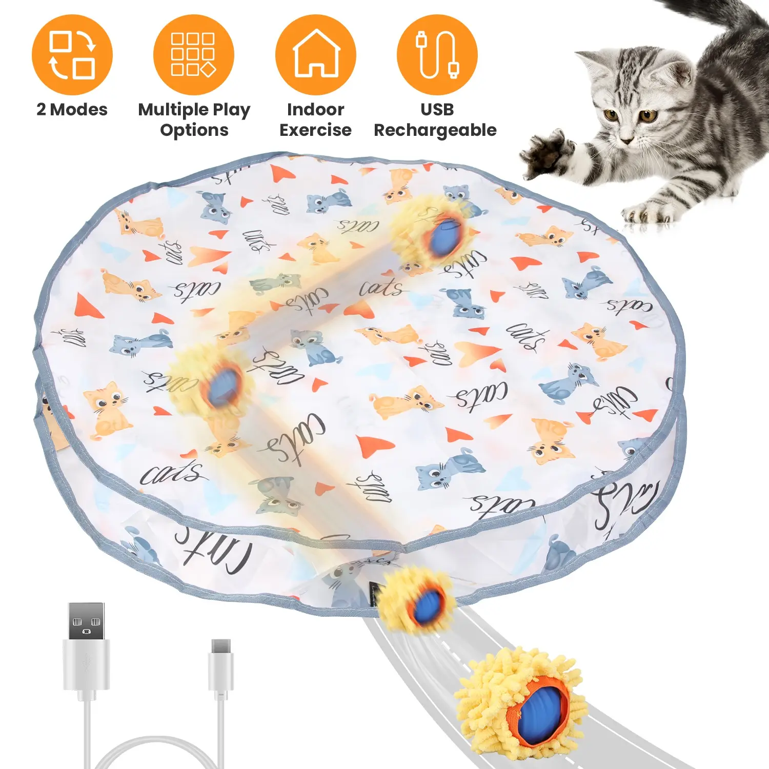 Cat Toys Ball Fast Rolling In Pouch
