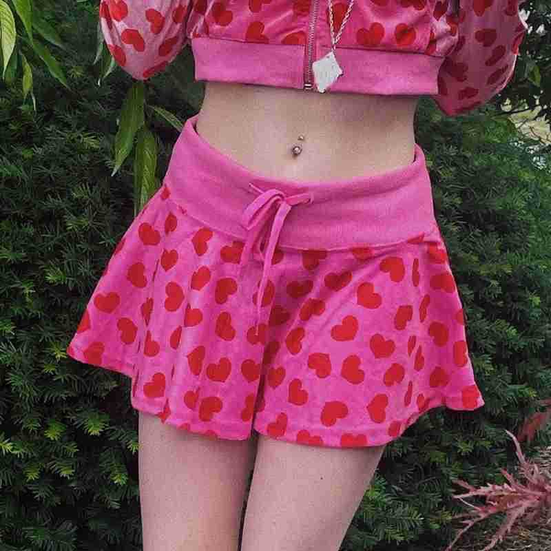 Red Love Velvet Print Women's Clothing