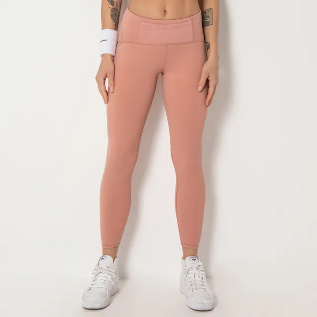 Pocket Fitness Laser Hollow Stitching Hip lifting Tight fitting Sports Running Yoga Pants Women Pink - Shop at LoveMi