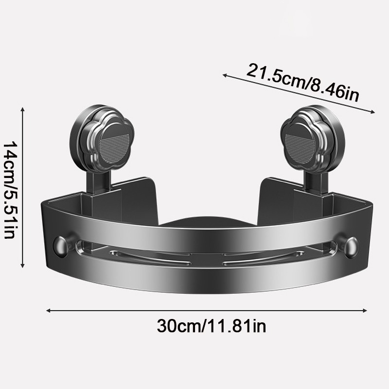 Suction Cup Bathroom Corner Shelf No Drill Aluminium Wall Mounted Storage Rack — image 5