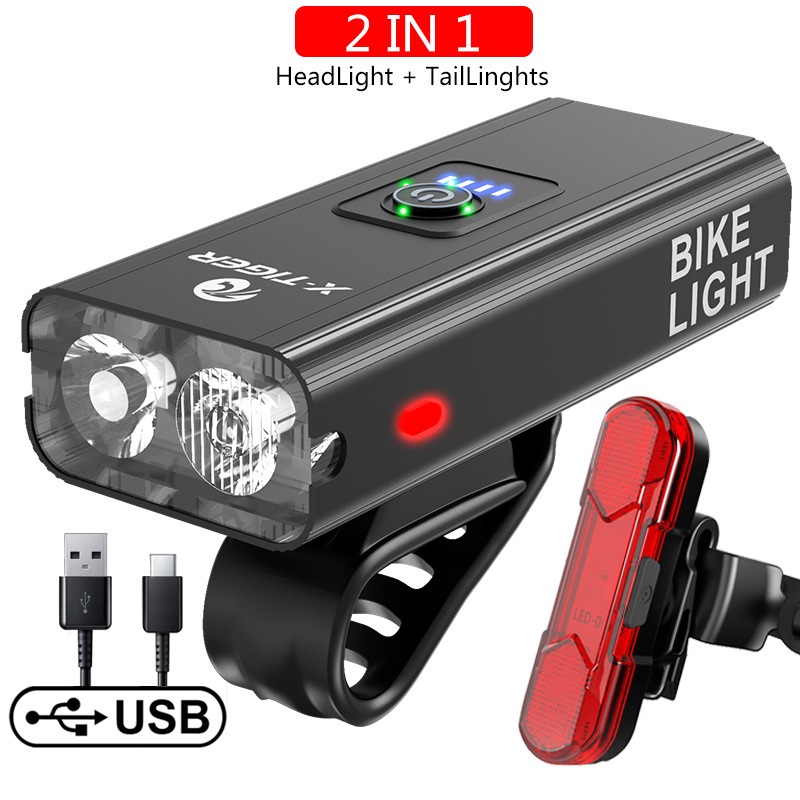 USB rechargeable outdoor waterproof light power display mountain night riding light — foto 4