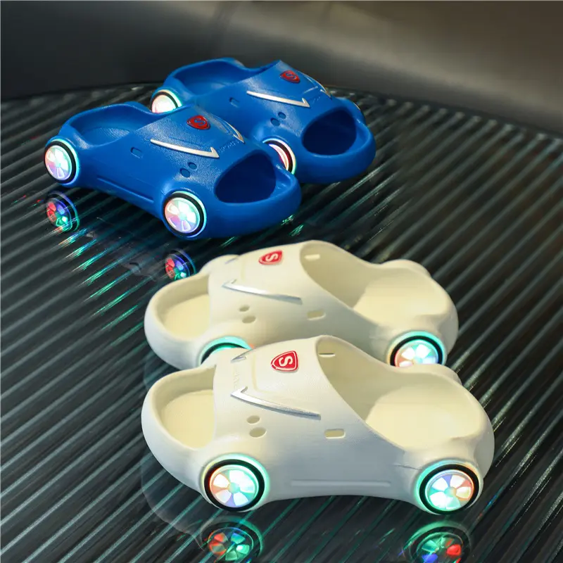 Kids Glowing Slippers Cartoon Car Sandals Children