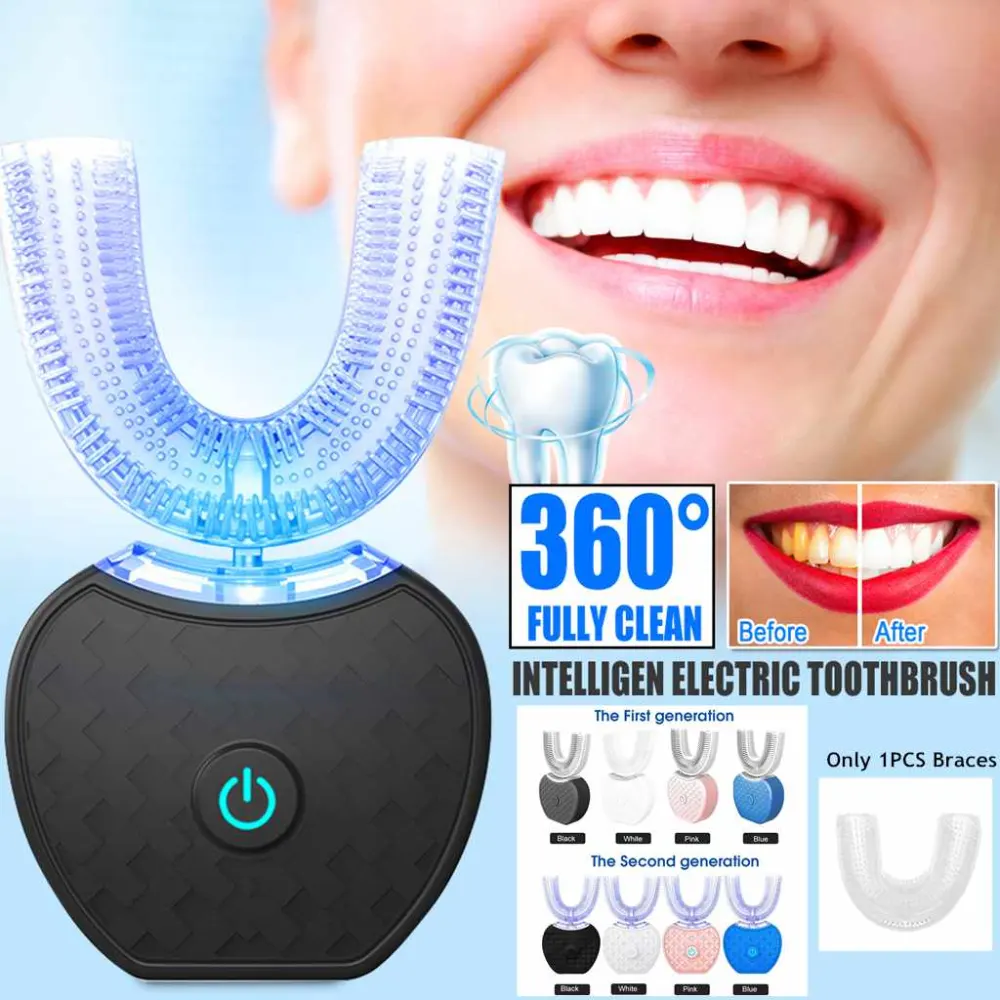 360 Degrees Intelligent Automatic Electric Toothbrush Waterproof U Type