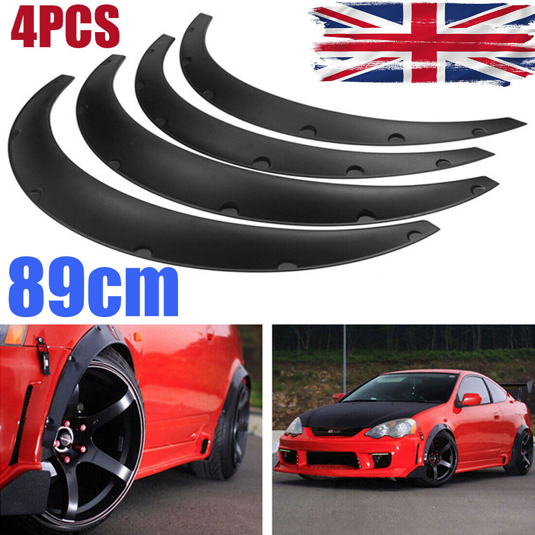 4Pcs Universal Flexible Cars Body Fender Flares Extension Wide Wheel Arches 89CM