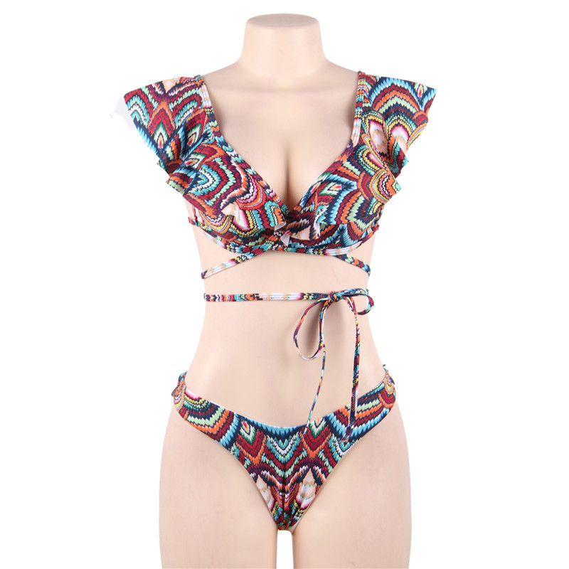 Title 5, Bikini sexy diviso con volant, costume da bagno...