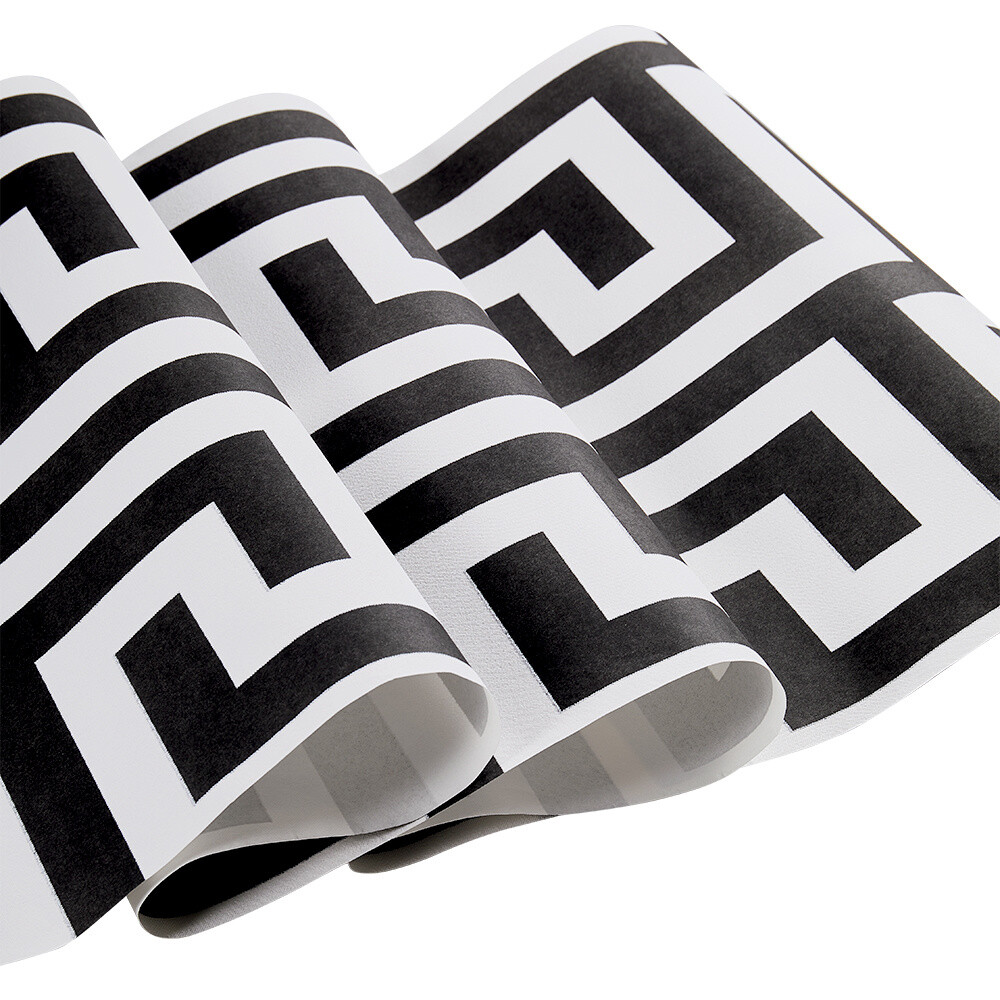Debona Athena Greek Key Metallic Glitter Wallpaper All Colours-White Black — image 7