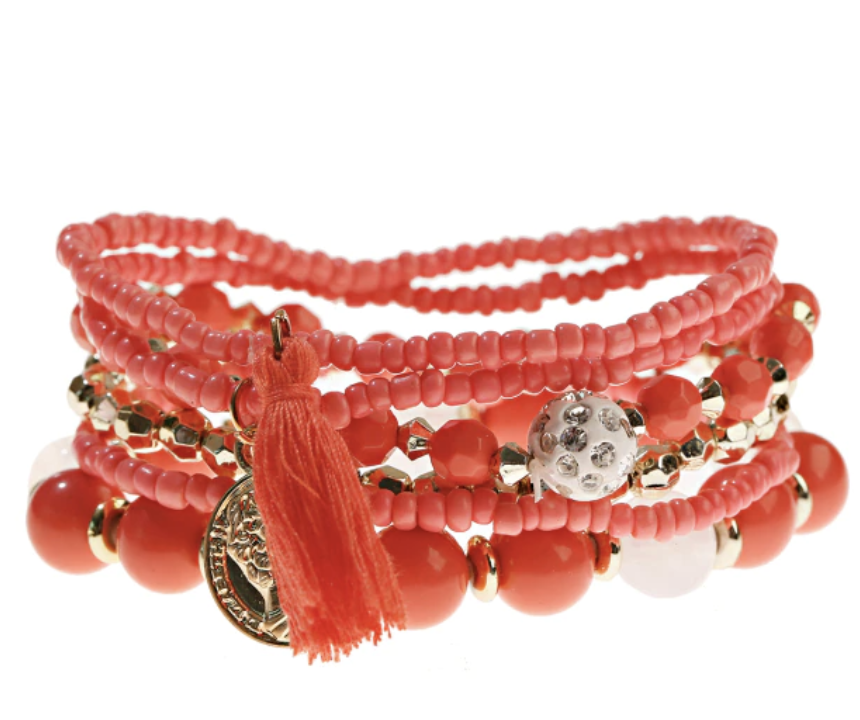 Beauty Head Coin Coin Multi Layer Rice Bead Bracelet