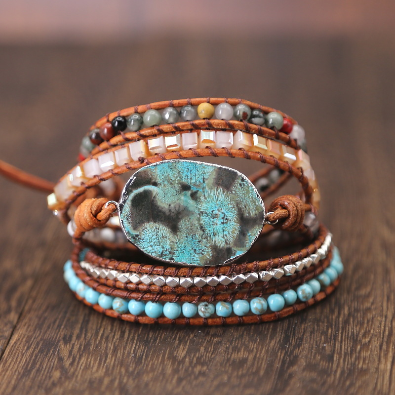 Natural Marine Stone Bracelet Beads Europe And The United States