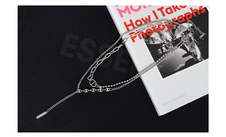 New Pig Nose Buckle Long Tassel Double Layered Stitching Necklace