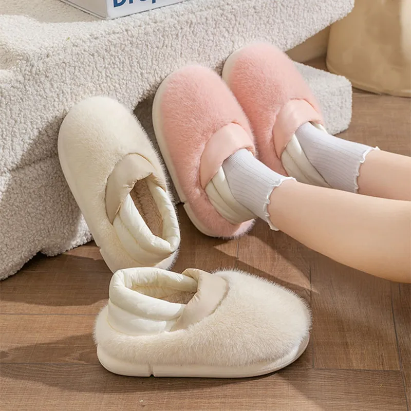 Anti-Slip Winter Slippers Comfortable Warm Plush Flurry Slides Indoor