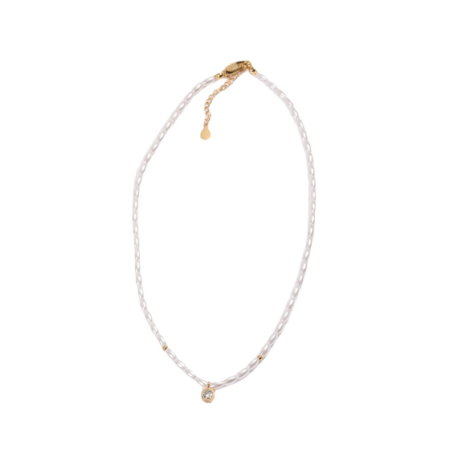 Women's Retro Design Round Diamond Pearl Necklace