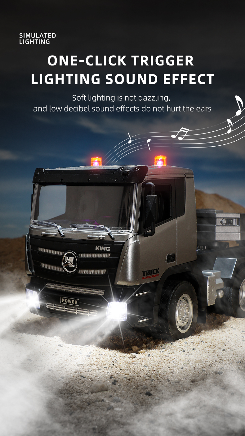 Huina 1318 1-24 Semi-alloy Remote Control Flatbed Trailer Toy 12