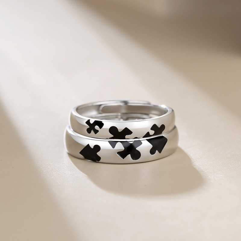 Title 7, 925 Sterling Silver Puzzle Couple Ring Design