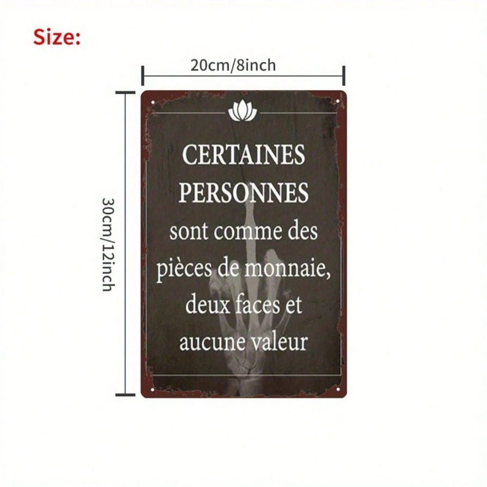 Vintage French Quote Metal Wall Art NE VAINCRAZ-JE PAS 8x12, Iron Retro Decor