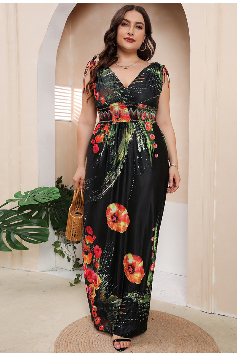 Title 13, Vestido plus size estampado de seda gelada para...