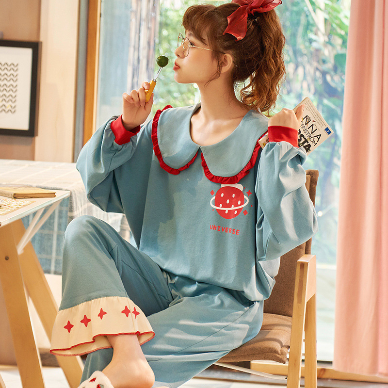 Title 1, Cotton long-sleeved trousers ladies pajamas set