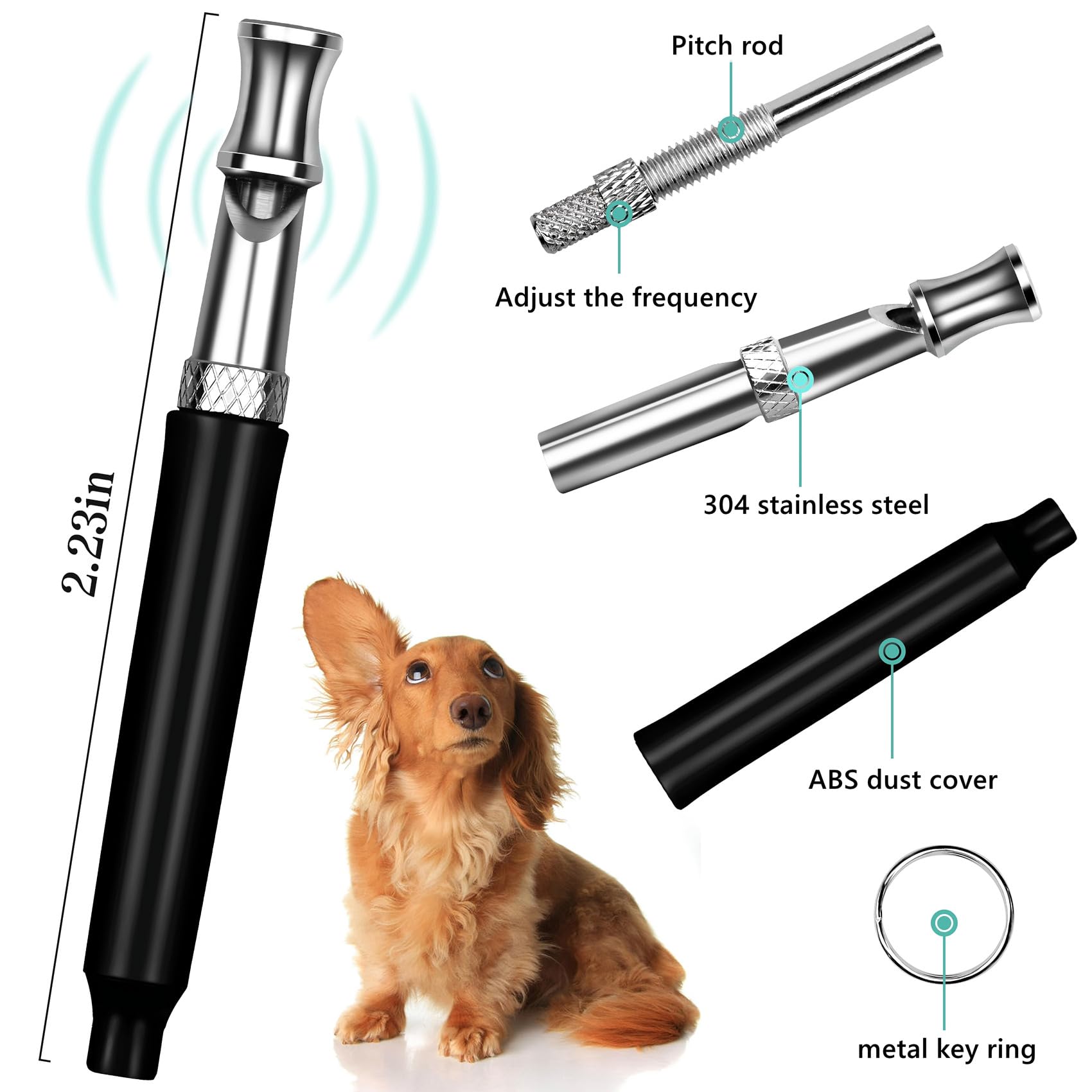 2 Pack Dog Whistle, Dog Whistle To Stop Barking Neighbors Dog, Adjustable Ultrasonic Silent Dog Whistle, Professional Recall Dog Training Whistles, With Lanyard — foto 4