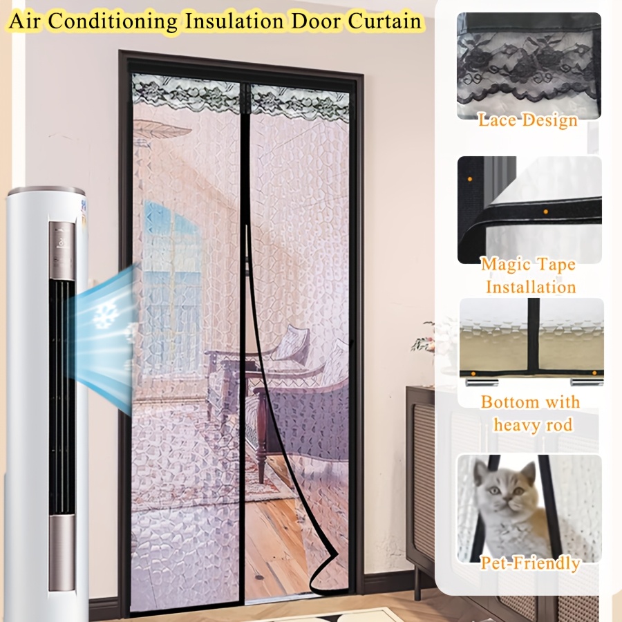 Summer Energy Saving EVA Insulated Door Curtain, Full Magnetic Self Sealing Block Hot & Cold Air Windproof Screen Curtain For Villa Courtyard Balcony Indoor Door