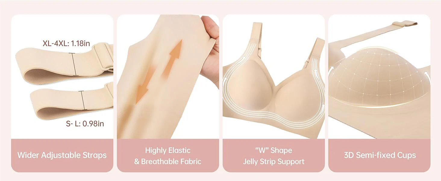 Wireless Full Coverage Padded Bra for Women, No Underwire Wireless Full Coverage Padded Bra for Women, No Underwire