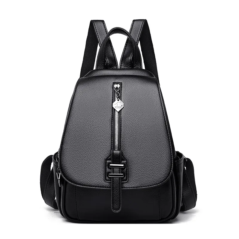 Soft Leather Ladies Backpack Practical And Fashionable Travel - Black